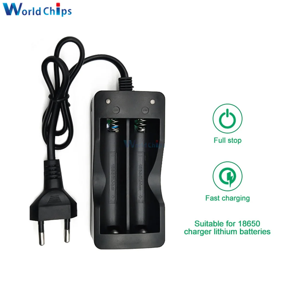 2x18650 Lithium Battery Charger 2 Slots Ni-MH/Ni-Cd Rechargeable Battery Charging AC 100-240V EU/US Plug