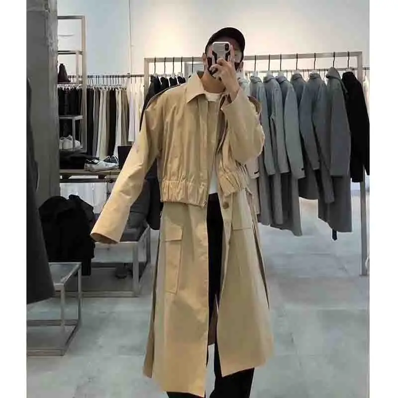 Two pieces of youth new Korean long coat windbreaker