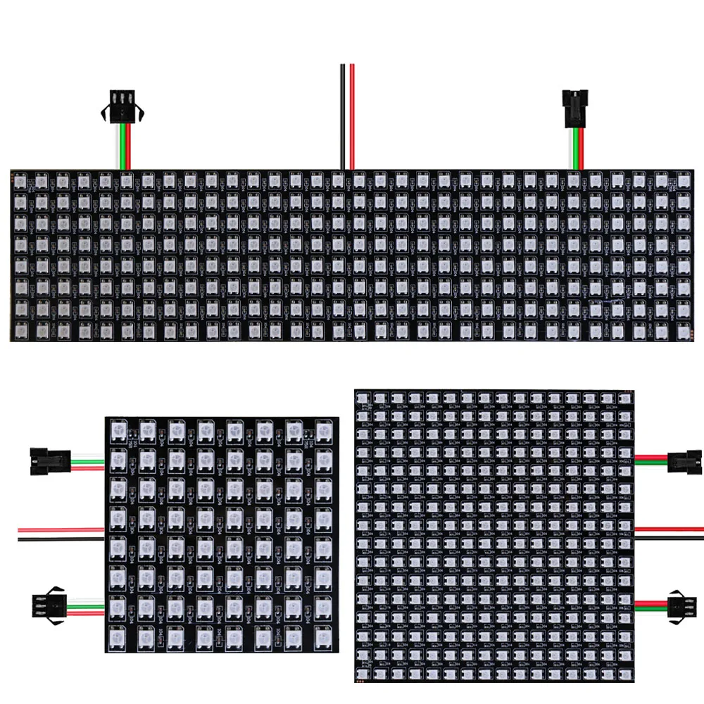 WS2812B DC5V  LED Digital Flexible Individually Addressable Panel WS2812 8*8 16*16 8*32 Pxiels Module Matrix Screen 14Keys Kit