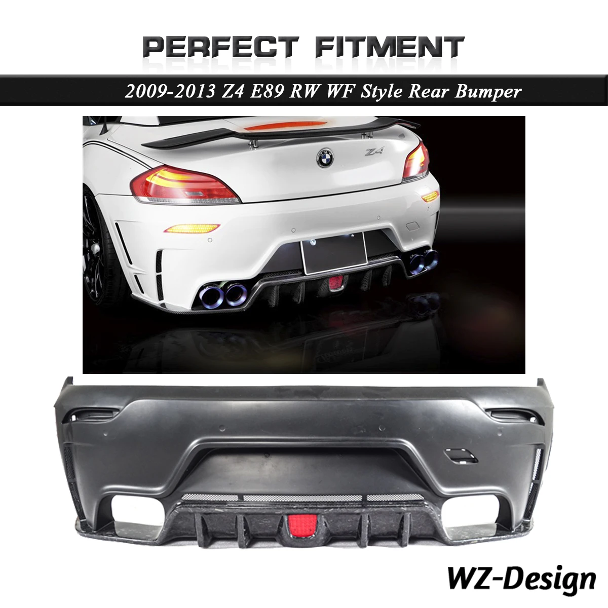 

Car Accessories Portion Forged Carbon RW White WF ED Style Rear Bumper Fit For 2009-2013 Z4 E89 Rear Bumper With Rear Fog Lamp