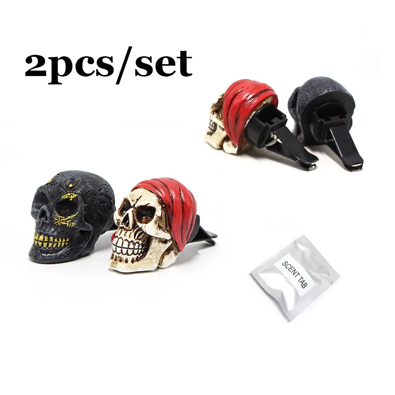 2PCS Car Perfume Air Freshener Aromatherapy Resin Pirate Skull Car Air Conditioner Outlet Fragrance Clip Car Interior Decoration