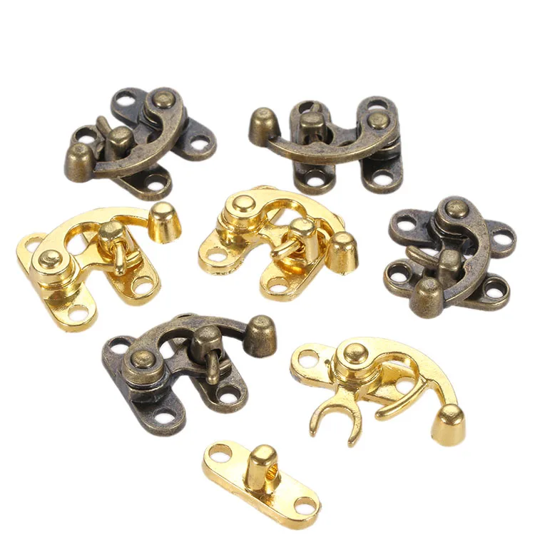 2pc Latch Buckle Horn Hasp Padlock Clasp Alloy Hook w/screw Wood Jewelry Box Toggle Lock Antique Bronze/Gold 29*33mm Old Fashion