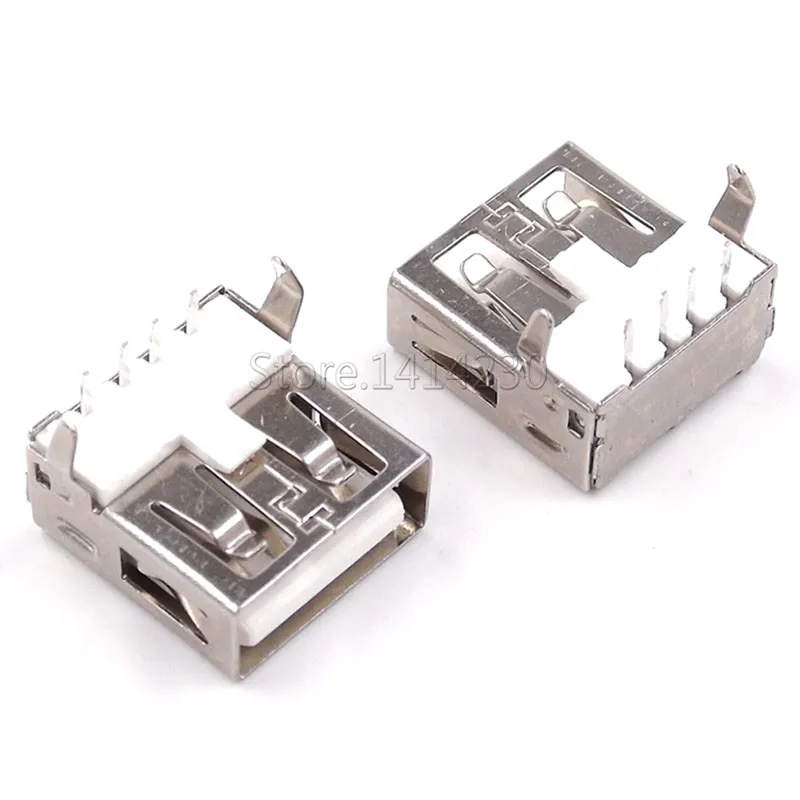 10Pcs USB Type A Standard Port Female Solder Jacks Connector PCB Socket USB-A type 90 Degrees Rimless
