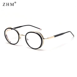 New anti-blue computer glasses oval retro male metal high quality designer female round frame optical round frame glasses