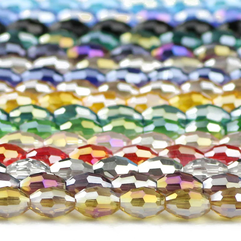 YHBZRET 50pcs Rice grains Upscale Austrian crystal beads 6*8mm oval shape Glass Spacer Loose beads Jewelry making bracelet DIY