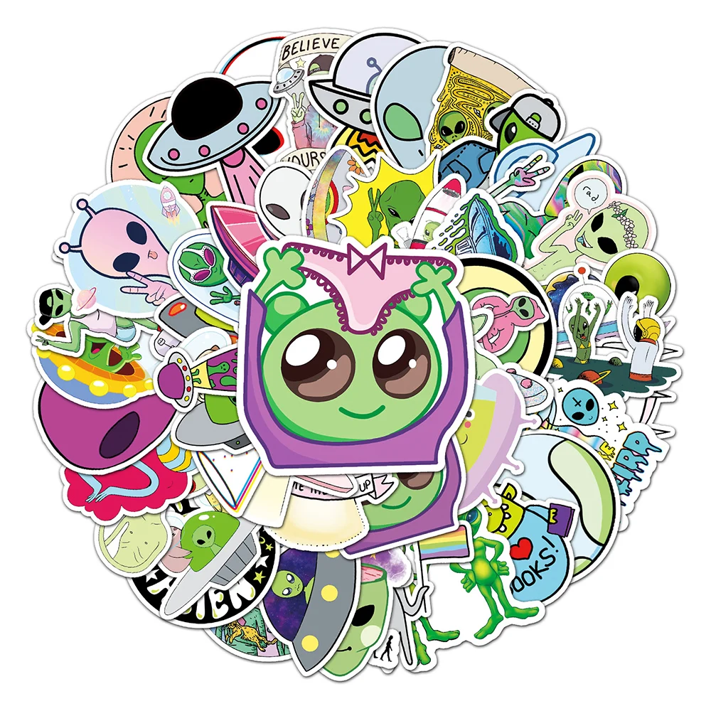 10/30/50PCS Cartoon Alien Stickers Aesthetic DIY Waterproof Laptop Phone Fridge Graffiti Decals Cute Kawaii Sticker for Kid Toy