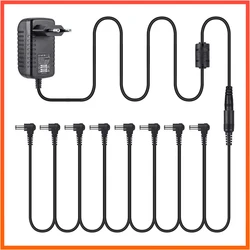 Power Supply Effect Pedal with 8-Way Cable EU plug 9V 1A AC / DC Power Adapter for Pedals with Electric Guitar Effects