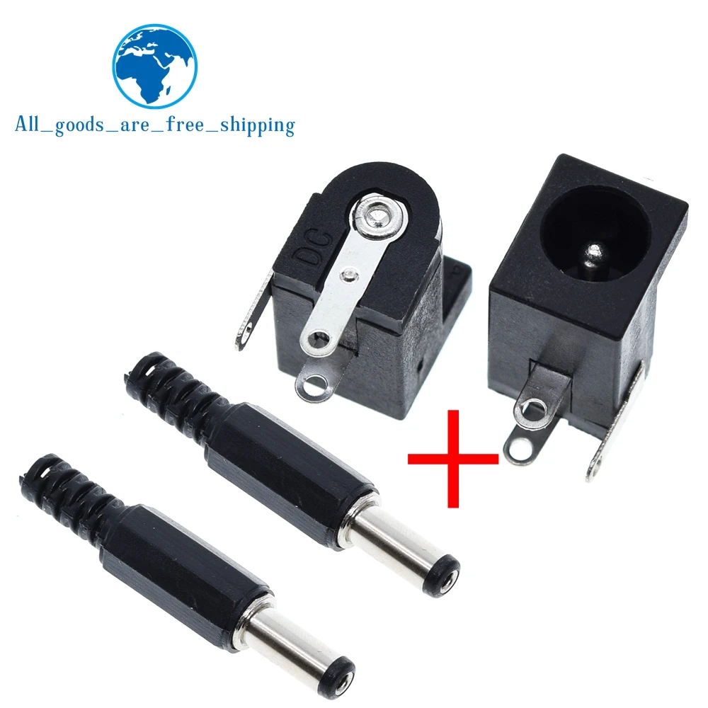 TZT 10Pcs DC-005 Black DC Power Jack Socket Connector DC005 5.5*2.1mm 2.1 socket Round the needle