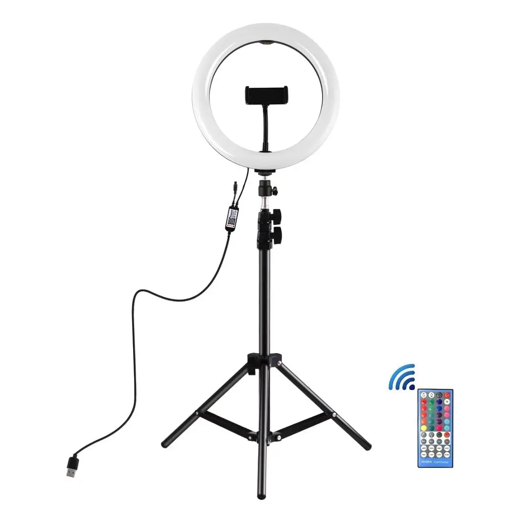 Puluz 10.2 polegadas rgbw pode ser escurecido led anel luz kits vlogging fotografia vídeo luz para youtube, facebook ao vivo, twitch, beleza blog