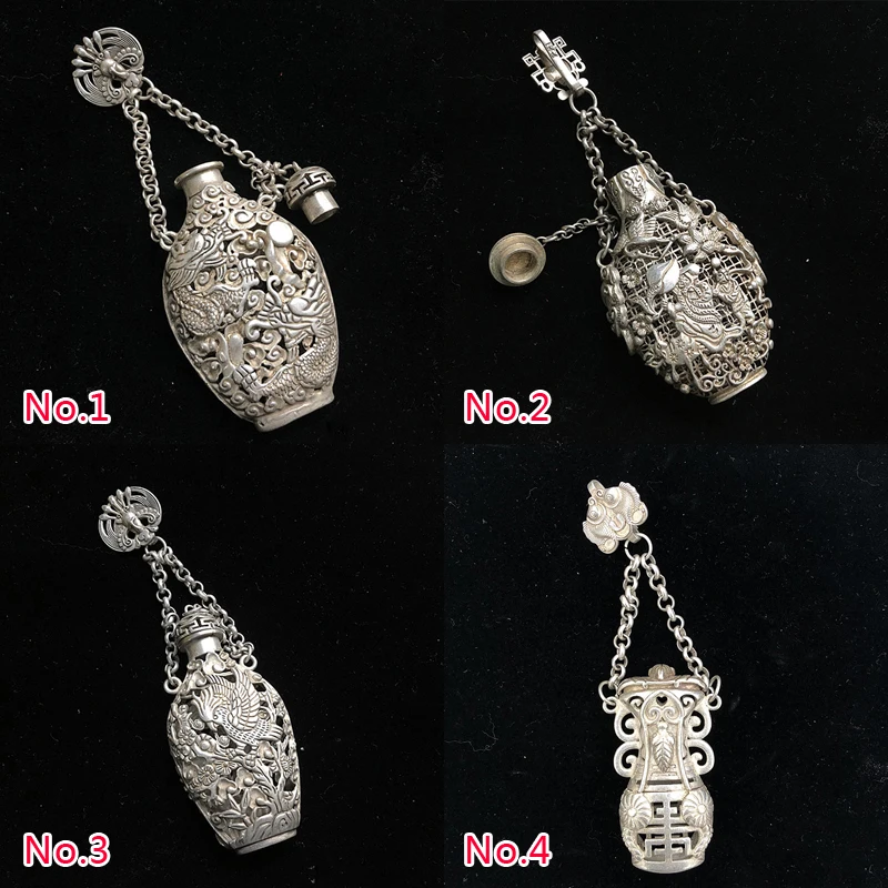 Chinese Miao silver copper retro hollow dragon/flower and bird/birthday star/various sachet pendant ornaments/No.1--No.4 styles