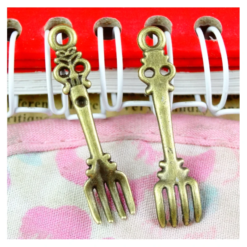 80pcs Charms Fork 33.5*7.4MM Antique Bronze Plated Pendants DIY Handmade Craft Pendant