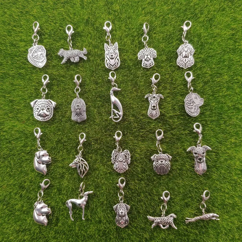 Greyhound Pug Brussels Griffon Dogo Argentina Newfoundland Briard Dog Animal Keychain Key Ring Pet Retro Silver Plated Gift