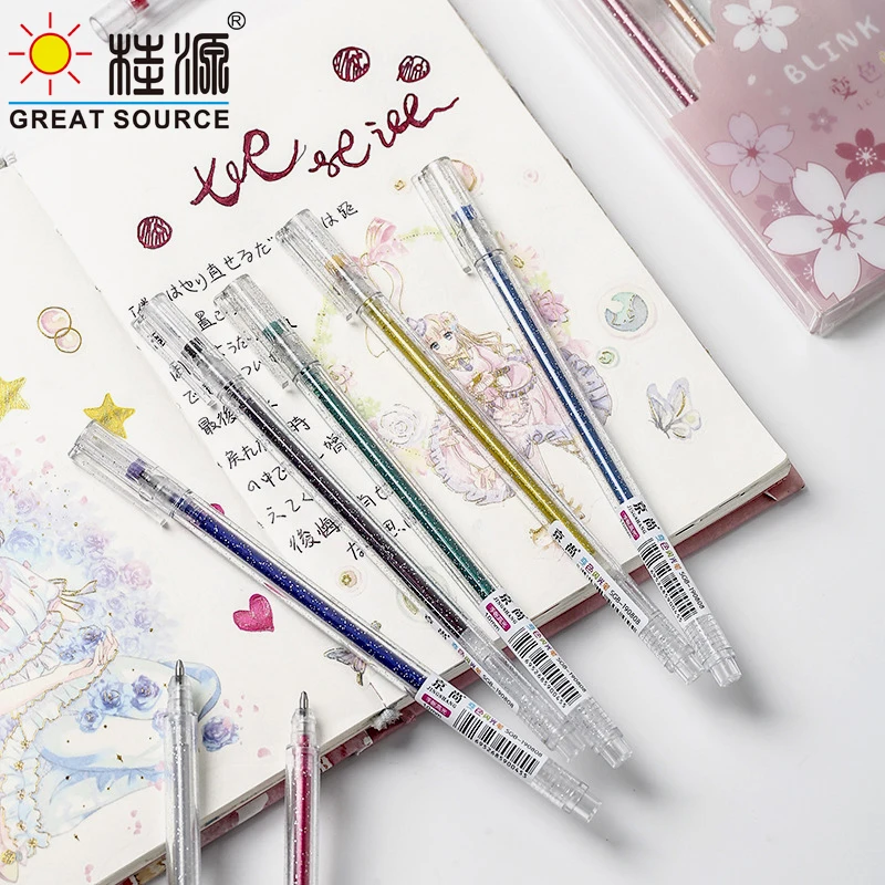 Metal Glitter Highlighter Pen Metalic Colorful Ink Pen DIY Pen 8 Colors Per Set ( 1 Set)