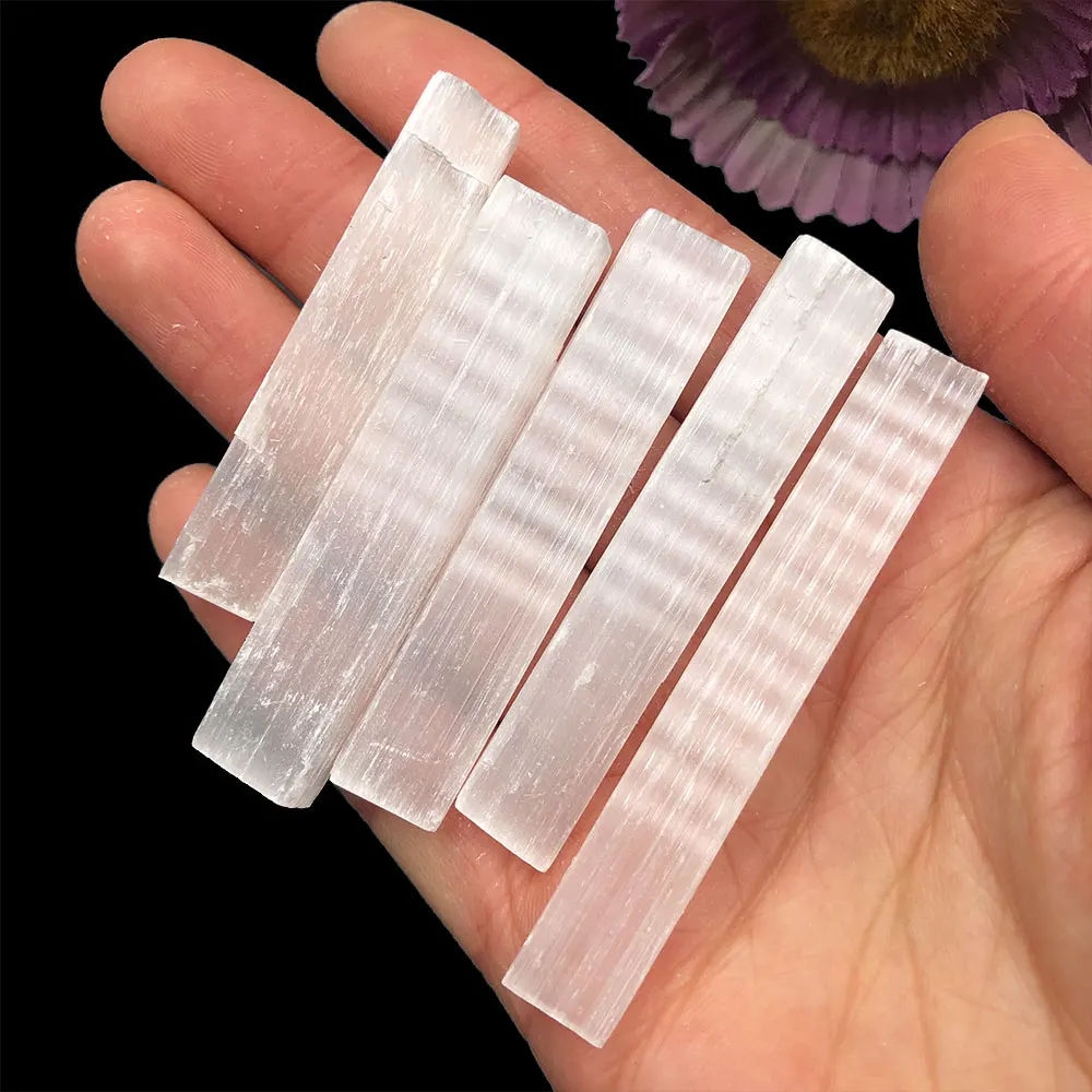 10pcs/Lot Natural Selenite Stick Raw Gypsum Crystal Mineral Healing Stone Reiki Gift Chakra Witchcraft Home Decoration Garden