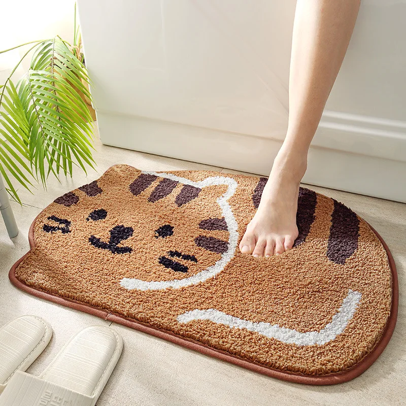 Cartoon Cat Bathroom Door Entrance Mat, Non-Slip Bath Rug, Absorbent Toilet Mat, Anti-slip Door Mat