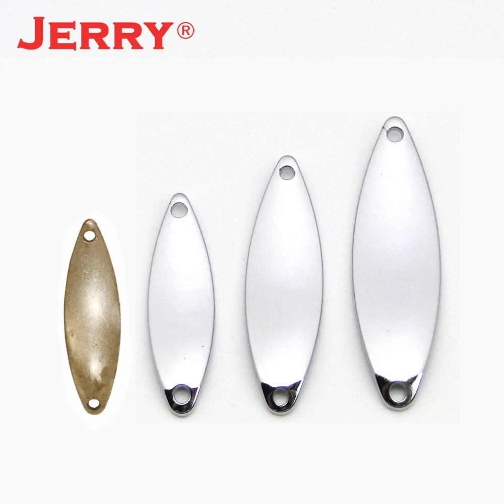 JERRY 50 pieces 1.6g 2.7g 3.5g Quality DIY Unpainted Fishing Lure Micro Narrow Blank Brass Trout Flutter Spinner Metal Spoons