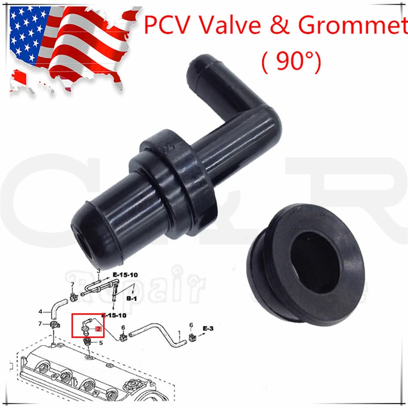 

17130-PK1-003 Positive Crank Case 90 Degree PCV Valve + Grommet Kit 17130-PM6-003 For Honda Civic