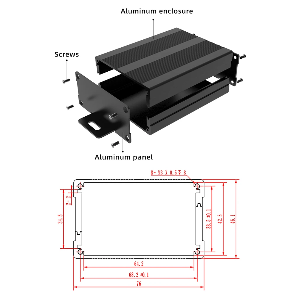 DIY Metal Project Case Junction Box Amplifier Housing Aluminium Enclosure for Electronics H09 76*46mm