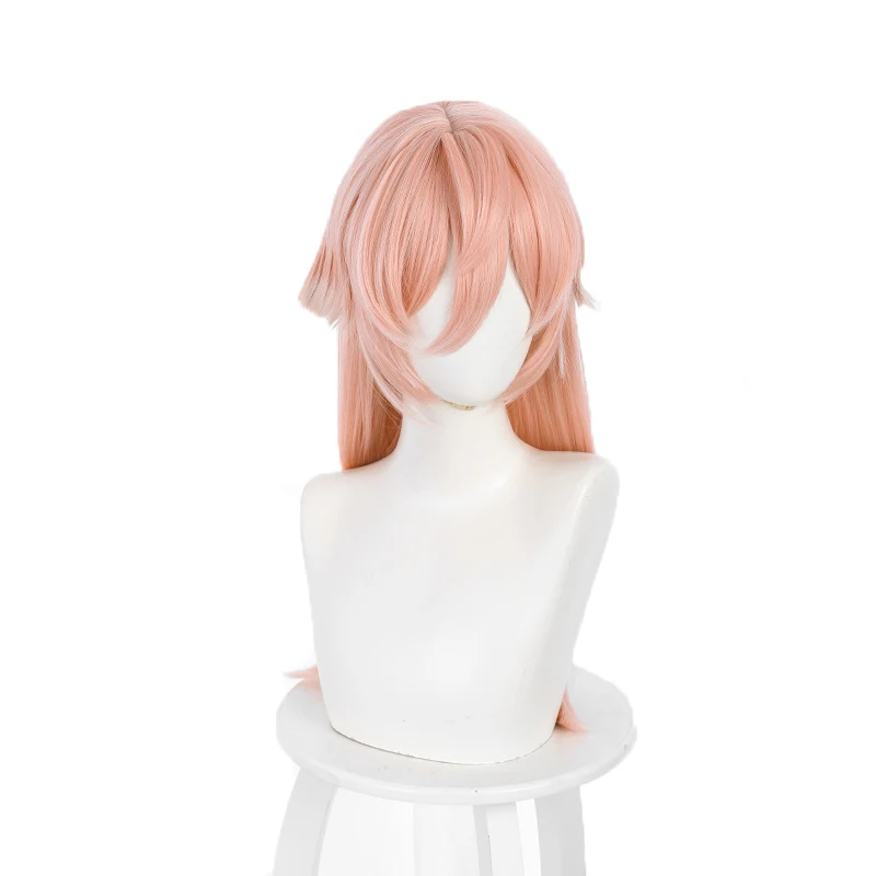 Game Genshin Impact Yan Fei Cosplay Wig Yanfei Gradient Pink White 60cm Heat Resistant Synthetic Hair Role Play Wigs + Wig Cap