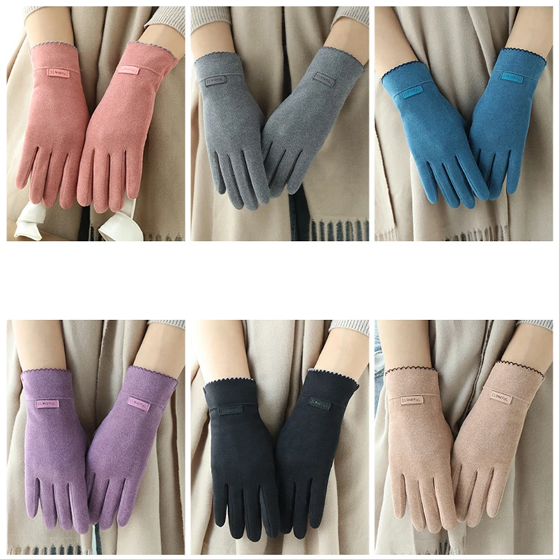 New Grace Fashion Lady Gloves Women Winter Vintage Touch Screen Warm Windproof Cycling Driving Full Finger Glove Mittens G058