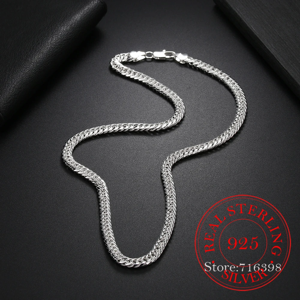 Collar de cadena geométrica de Plata de Ley 925 para hombres y mujeres, joyería clásica de moda para fiesta, boda, regalos de Navidad, venta al por mayor, 6MM