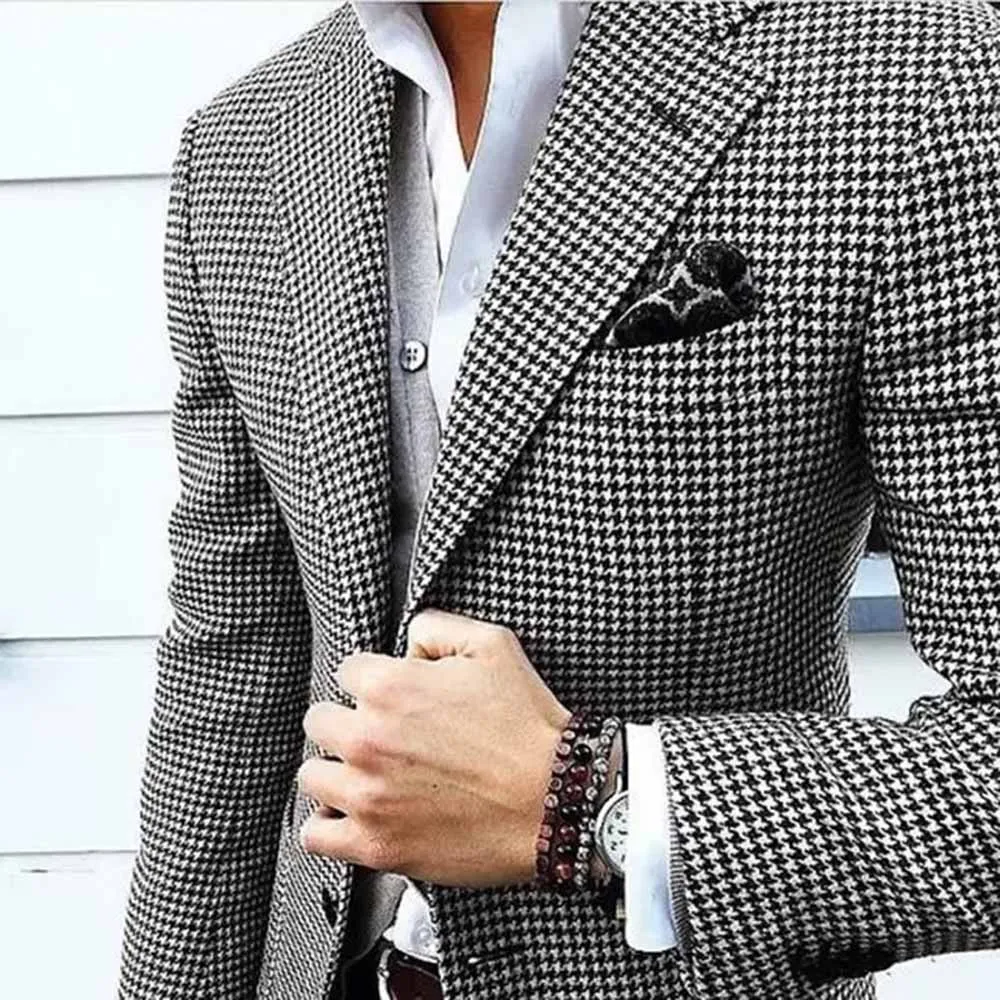

Gentle Men's Dot Jacket Custom Made Men Notch Lapel Dress Suits Blazer Tailored Casual Slim Fit Groomsmen 2020 New