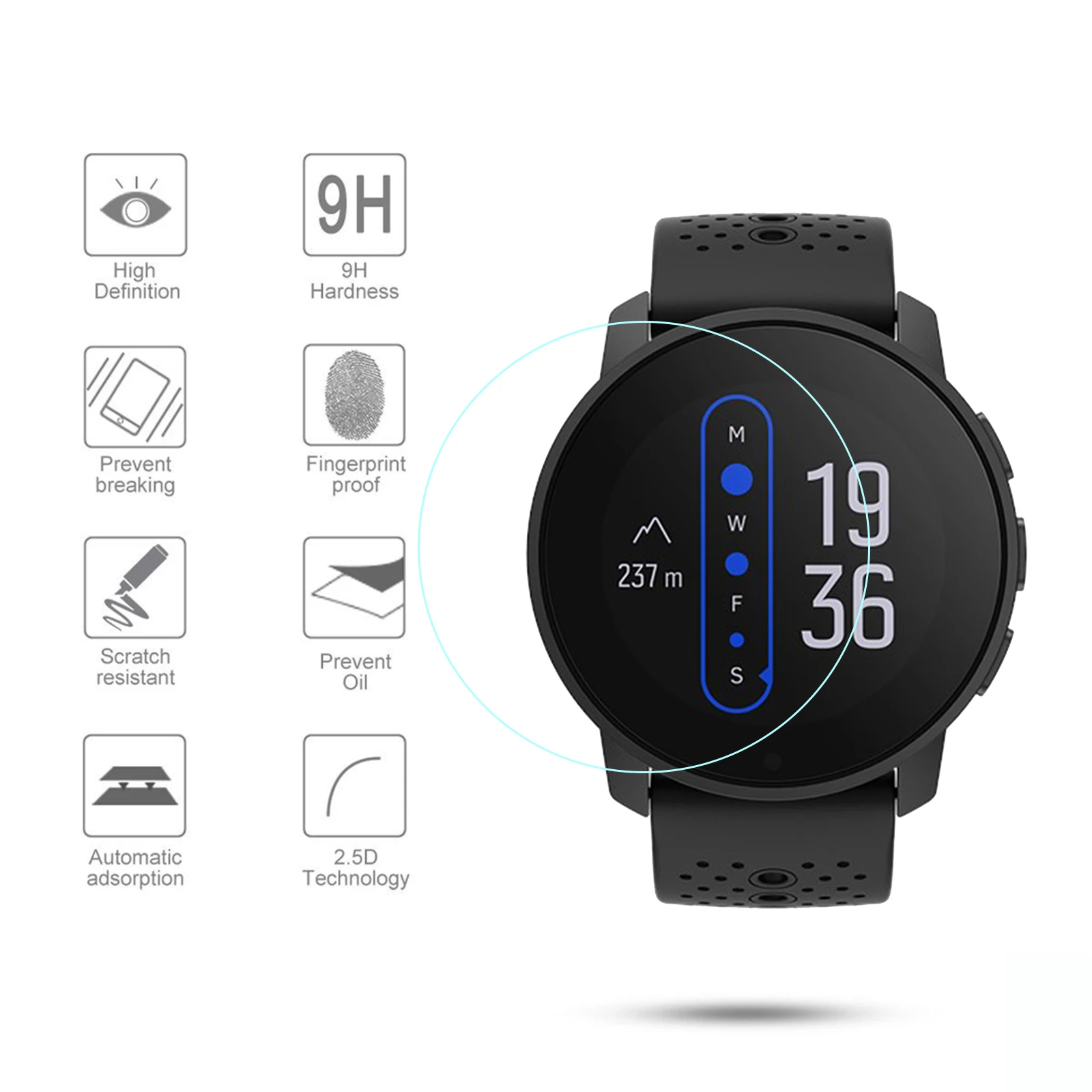 Tấm Bảo Vệ Màn Hình Kính Cường Lực 9H Cho SUUNTO 9 Đỉnh Đồng Hồ Thông Minh Smartwatch 3 Gói 2.5D HD Trầy Xước Chống Không Bong Bóng màn Hình Kính Bảo Vệ