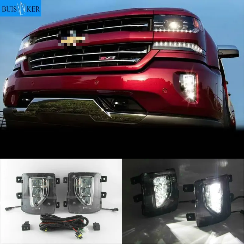 

1Pair LED Daytime Running Lights For chevrolet Silverado 1500 2016 2017 2018 DRL Relay Daylight foglamp assembly