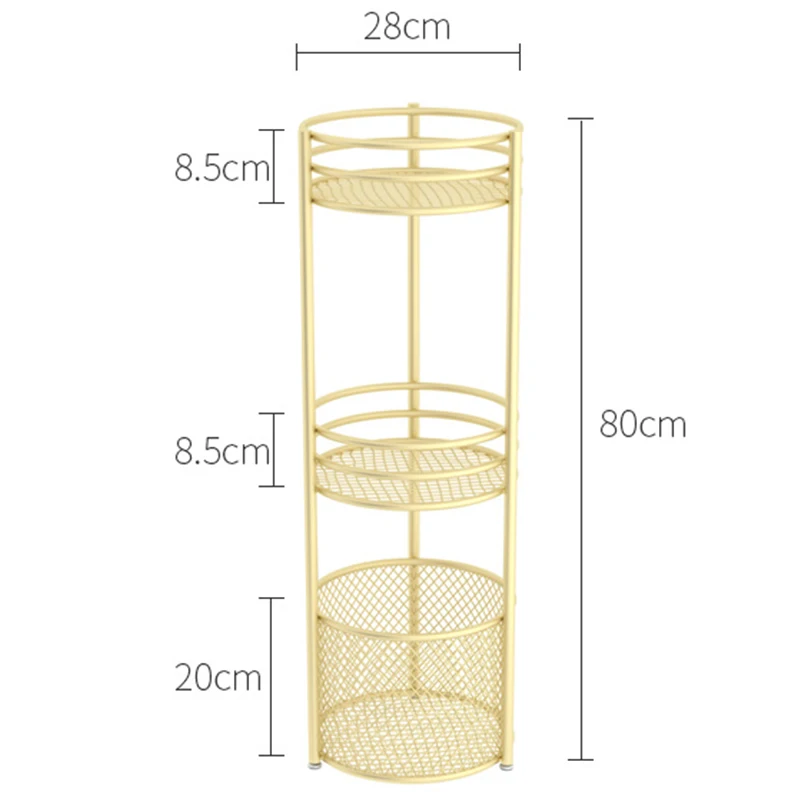 Nordic 3 Layer Golden Metal Bathroom Storage Basket Floor Multi-layer Multi-function Basket Shelf полка напольная в ванну