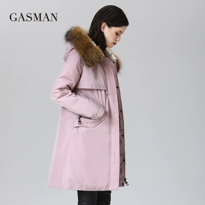 GASMAN frauen winter mäntel 2022 Lange mode Frauen mantel Pelz kragen warme parka Rosa wasserdichte unten jacke weibliche 1821