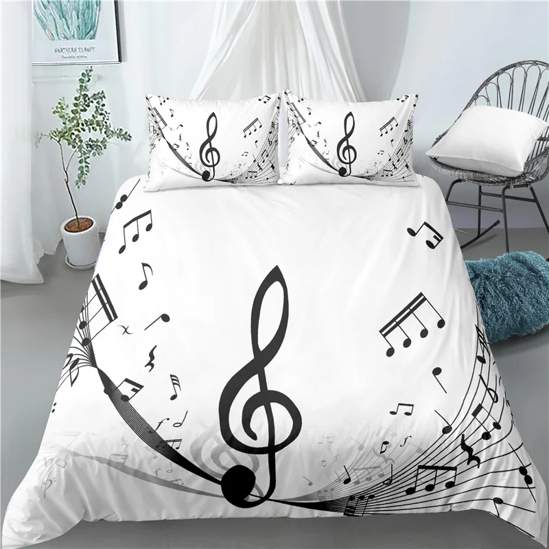 Home Living Luxury 3D Music Note Print 2/3Pcs Comfortable Duvet Cover PillowCase Bedding Sets Queen and King AU/EU/US Size