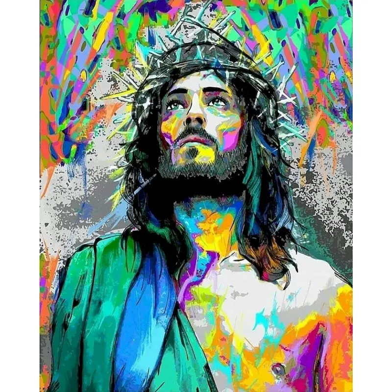 

Jesus Painting By Numbers On Canvas With Frame DIY Kits For Adults Drawing Acrylic Paint Oil Picture Of Coloring By Numbers Art