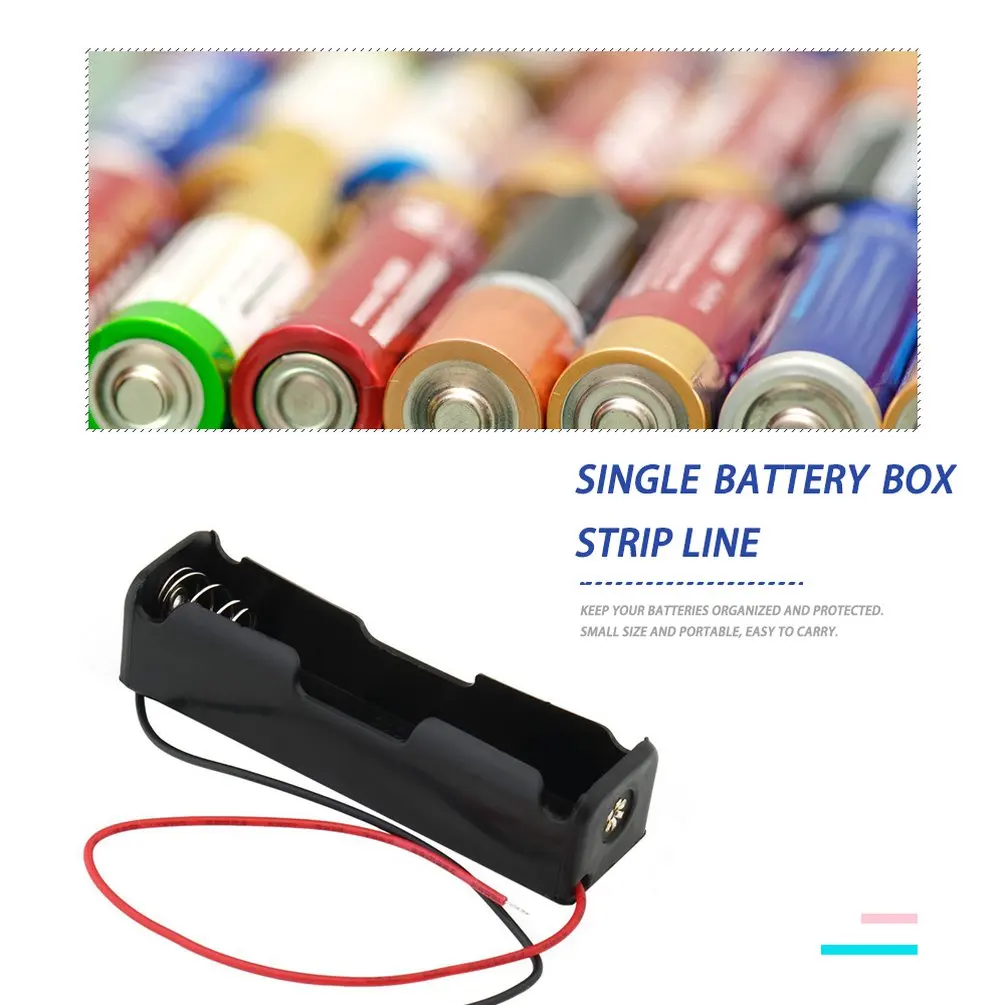 Caja de almacenamiento de soporte de batería 18650, contenedor de baterías de ranura de energía portátil, componente electrónico con conexión de cables de 6 ", 1 ud.