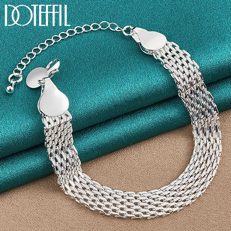 DOTEFFIL 925 Sterling Silver 10mm Weave Bracelet Chain For Women Man Wedding Engagement Party Fashion Jewelry