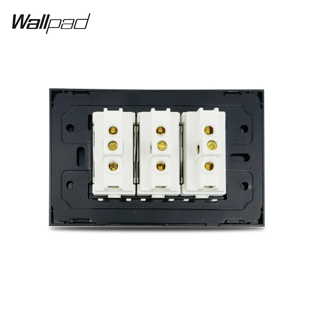 118*75mm Italian Wall Socket Wallpad L3 Black Aluminum Wall Panel Triple IT ITA Walll Electric Power Outlet