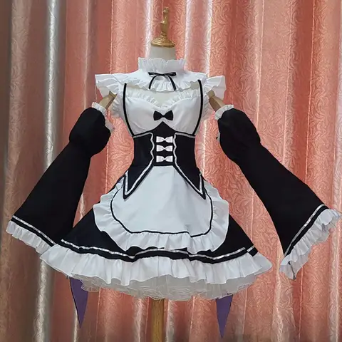 i lager Re:zero Kara Hajimeru Isekai Seikatsu Rem Ram Maid Cosplay Kostymer Kawaii klänningar Maid 6 best sales cosplay Rem - №1