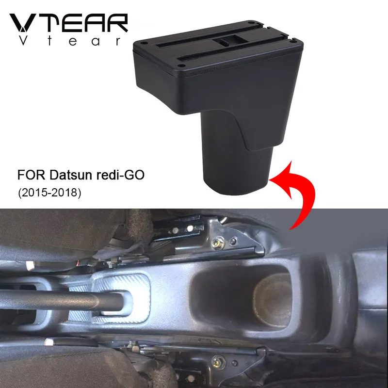 Vtear السيارات مسند الذراع صندوق الجلود حصيرة مركز وحدة التحكم حقيبة للتخزين اكسسوارات السيارات التصميم الداخلي لنيسان داتسون ريدي الذهاب الأحمر #3