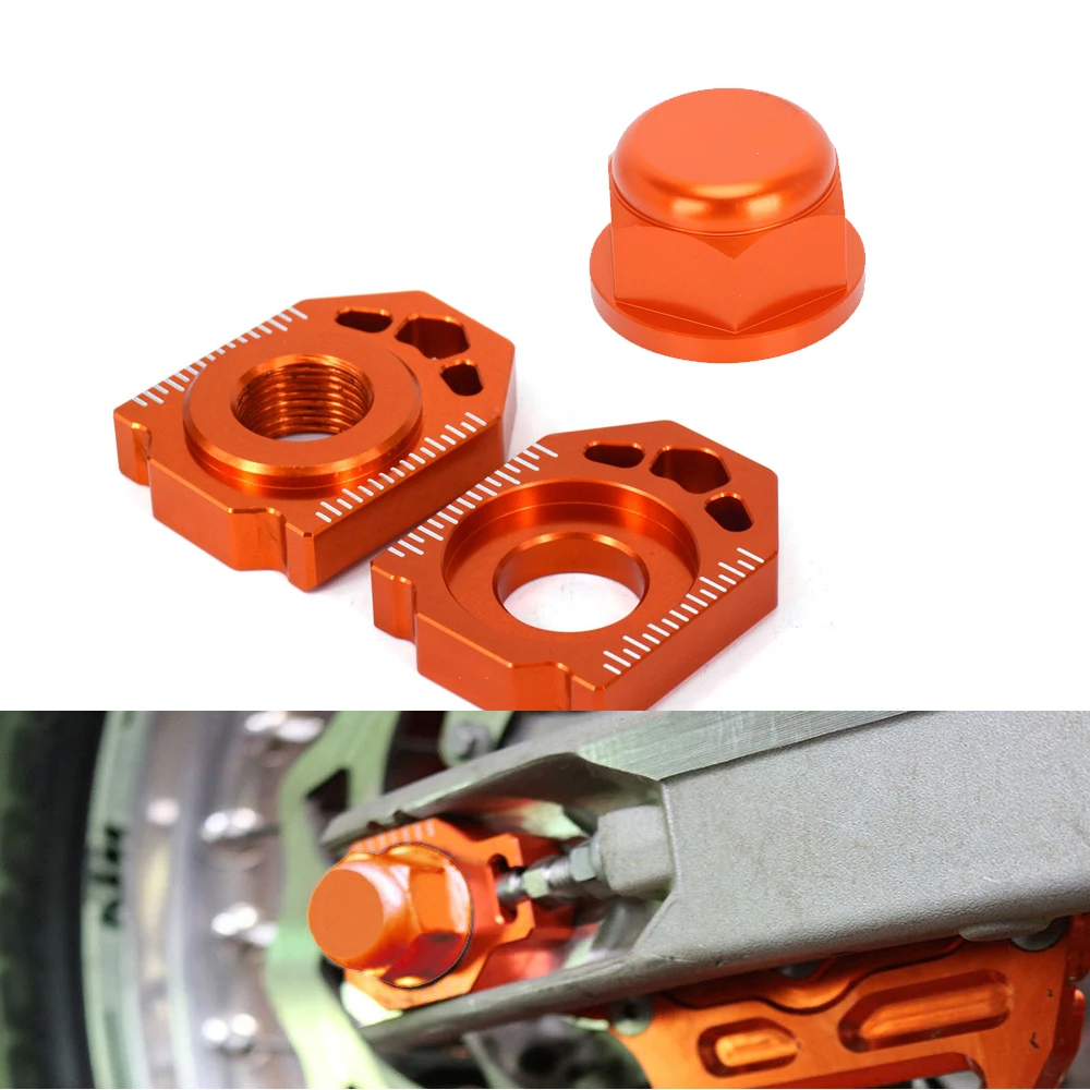 Motorcycle CNC Rear Chain Adjuster Axle Block Wheel Axle Nut Cocer For KTM SX SXF XCFW EXC EXCF 125 150 200 250 300 350 450 500