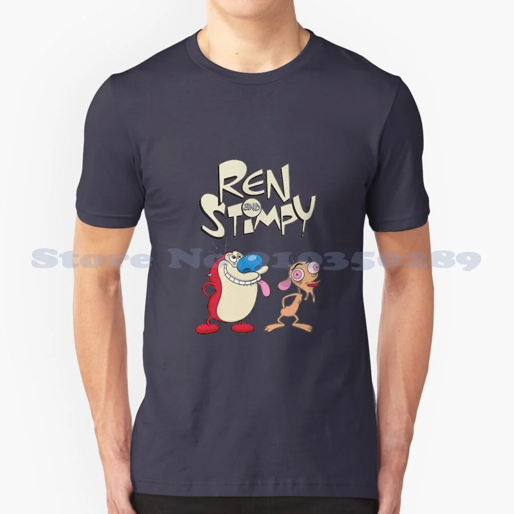 Ren And Stimpy Ren And Stimpy Funny Poster 100% Cotton T-Shirt 90S Cartoons Retro Tv Cute Funny Nicktoons Nostalgia Show 80S