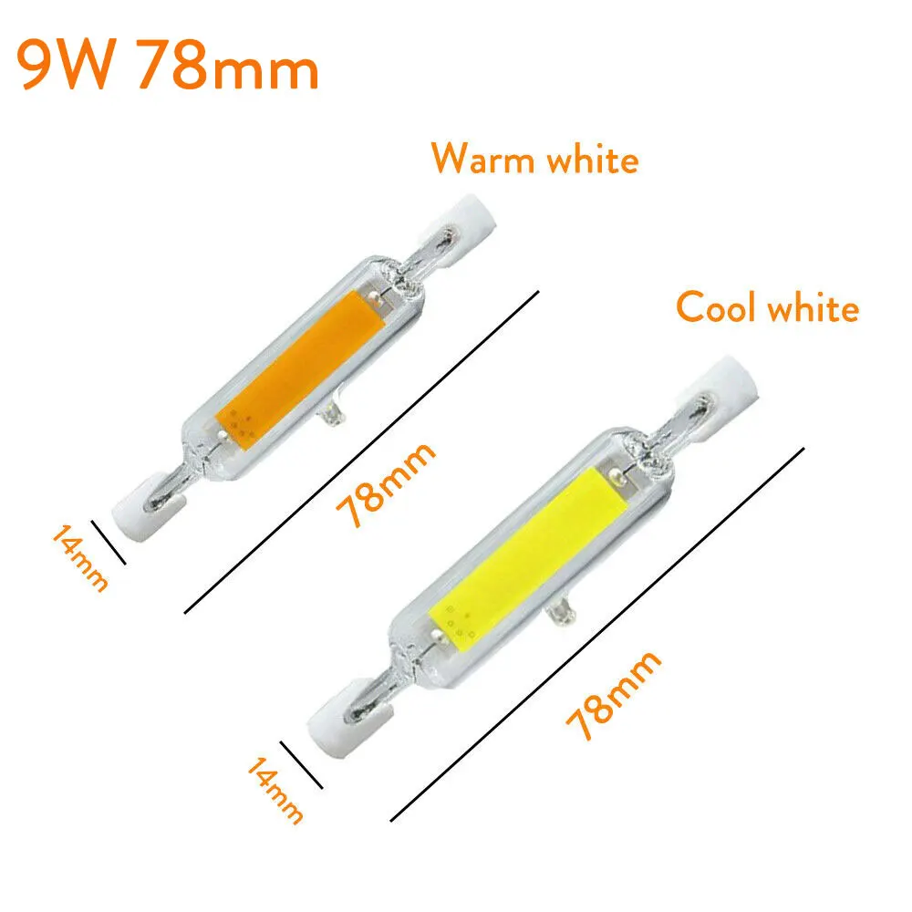 Dimmbare R7S 118mm COB Mini Glas Rohr LED 15W 9W Ersetzen Halogen Lampe R7S 78mm Leistungsstarke led Spot Glühbirne 110V 220V