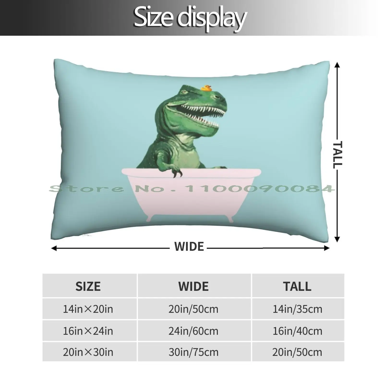 Playful T-Rex In Bathtub In Green Pillow Case 20x30 50*75 Sofa Bedroom Dinosaur Tyrannosaurus King Baby Nursery Bath Time