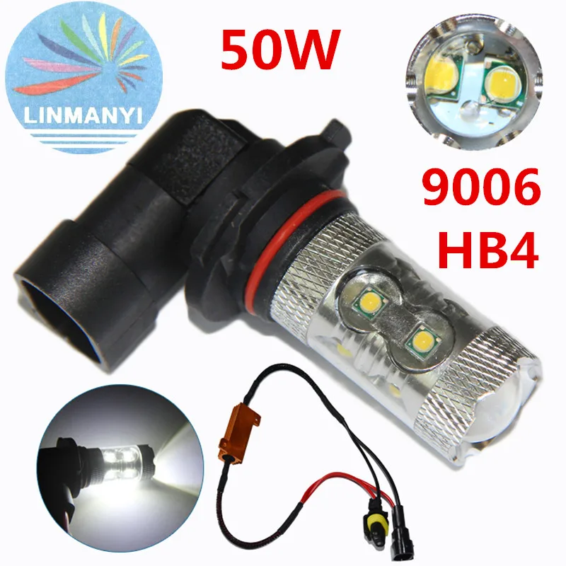 2PCS High Power 9006/HB4 50W Car LED For Volkswagen VW Golf 6 MK6 2009~2012 Fog Light Lamp Canbus No Error Free White 12V DC