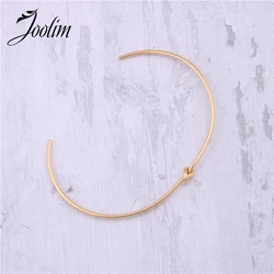 Joolim Jewelry Wholesale High End PVD Tarnish Free Simple Double Loop Knotted Opening Stainless Steel Bracelet for Women