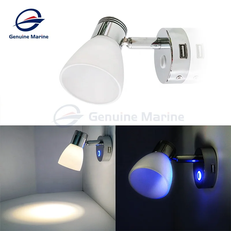 Luz de lectura con atenuación táctil LED RV DC12V puede 350 ° Rotación Barco Interior Marine Yacht Caravana Camper Accesorios Lámpara cálida de pared