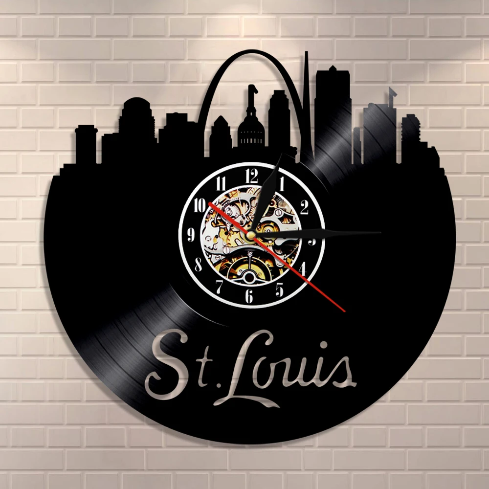 St Louis Skyline Vintage Wall Clock Missouri USA Saint Louis Vinyl Record Wall Clock America Cityscape Watch USA Traveler Gift