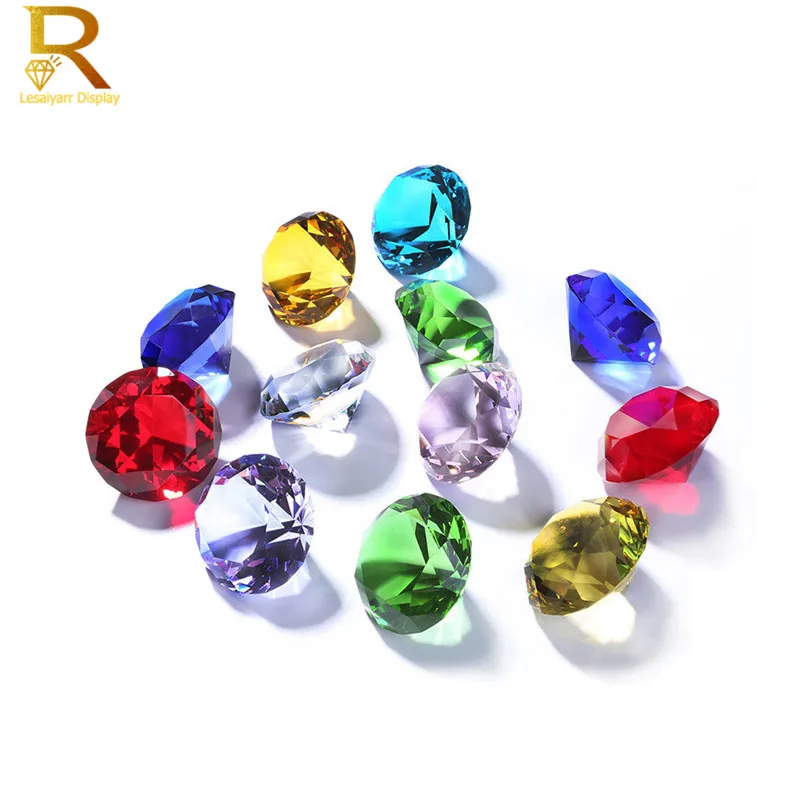 Wholesale 30mm crystal sharp bottom transparent glass diamond artificial decoration colored glass crystal diamond gemstones