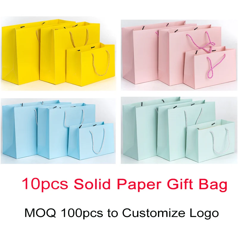 Customized Laminated Paper Bags, Packing Bags, Glaucous, Yellow, Monochrome, Pink, Blue, Yellow, Paper Carrier, Cloth, Shoes