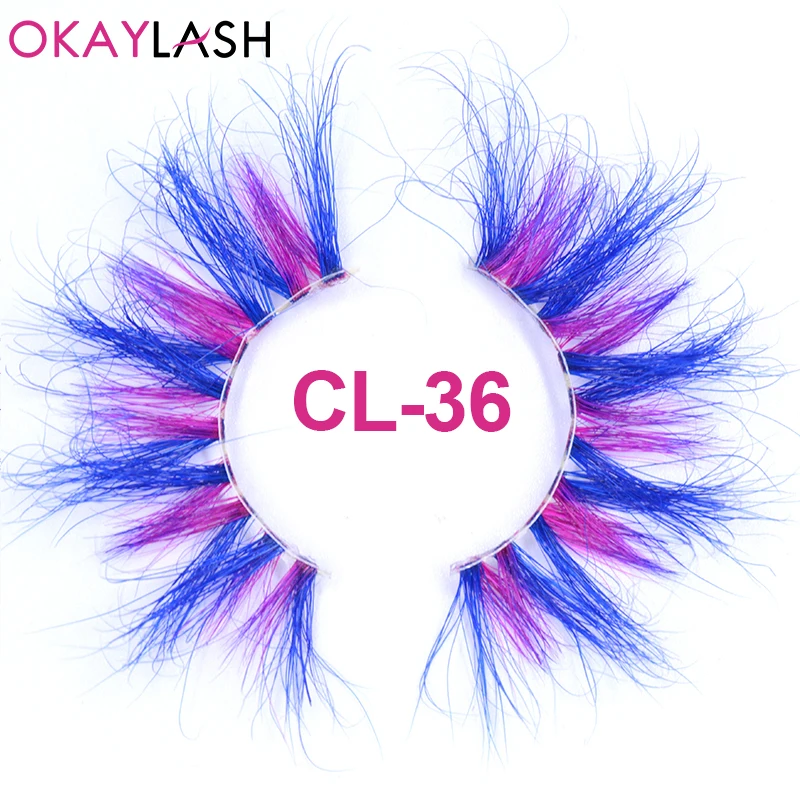 OKAYLASH 25mm 27mm Newest Style Long Siberian Dramatic Colored Rainbow Eyelashes for Party Makeup Holiday with Wholesale Price