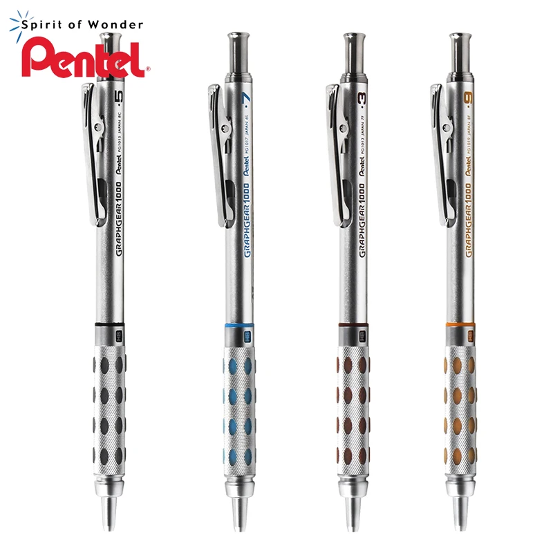 Pente GraphGear 1000 알루미늄 배럴, 고품질 드래프팅 기계식 연필, 0.3mm, 0.5mm, 0.7mm, 0.9mm, 1 개 