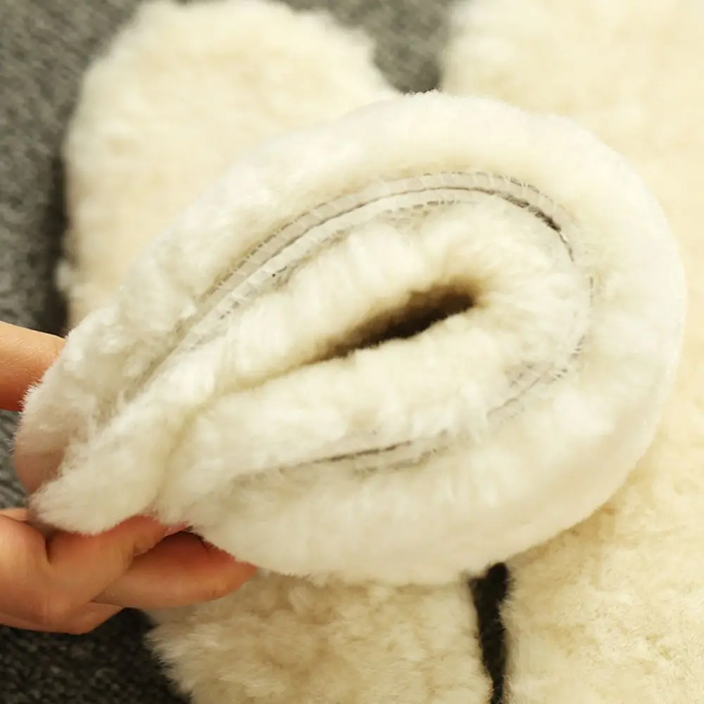 2022 New Natural Sheepskin Insoles Winter Real Fur Wool Insoles Men Women Warm Soft Thick Warm Cashmere Snow Boots